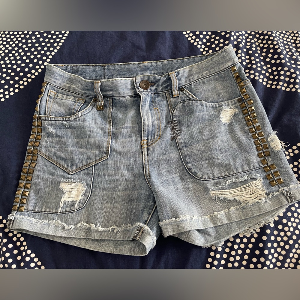 Vintage Distressed Armani Exchange Jean Shorts w/Studs Wmn Size 6